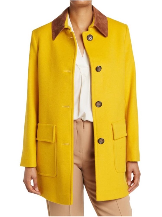 FLEURETTE Wool Barn Yellow Coat Jacket - Picture 8 of 9